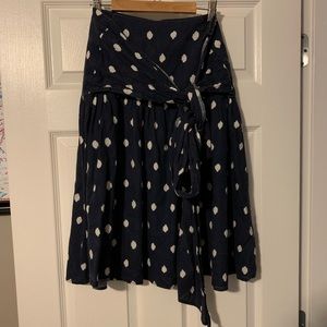 Navy polka dot skirt with tie